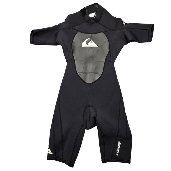 Quiksilver Shorty Springsuit Wetsuit Mens Small S/48 Back Zip Black Neoprene - Picture 1 of 16